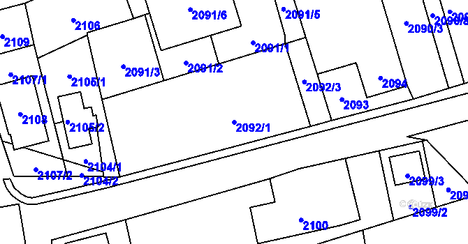 Parcela st. 2092/1 v KÚ Hrabová, Katastrální mapa