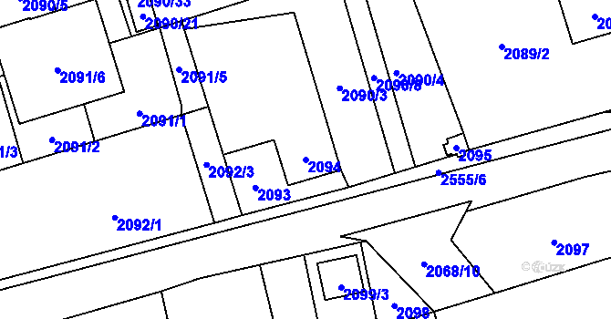 Parcela st. 2094 v KÚ Hrabová, Katastrální mapa