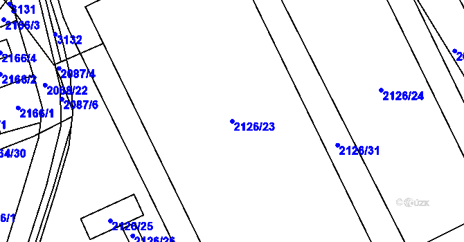 Parcela st. 2126/23 v KÚ Hrabová, Katastrální mapa
