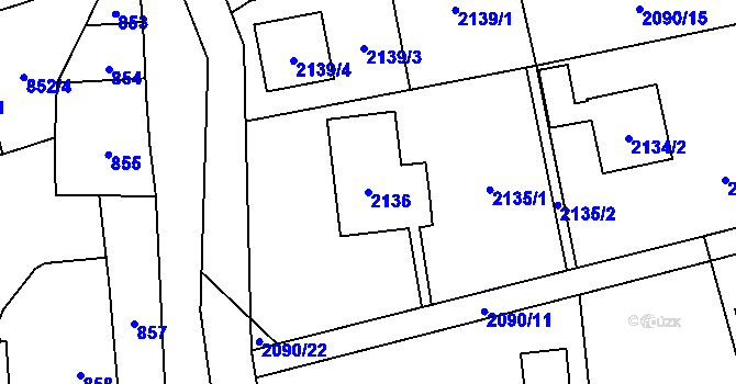 Parcela st. 2136 v KÚ Hrabová, Katastrální mapa