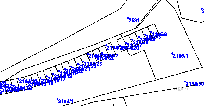 Parcela st. 2164/2 v KÚ Hrabová, Katastrální mapa