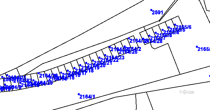 Parcela st. 2164/23 v KÚ Hrabová, Katastrální mapa