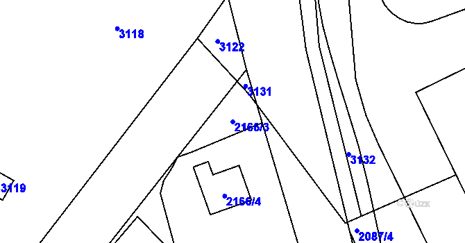 Parcela st. 2166/3 v KÚ Hrabová, Katastrální mapa