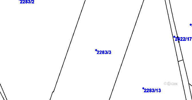 Parcela st. 2283/3 v KÚ Hrabová, Katastrální mapa