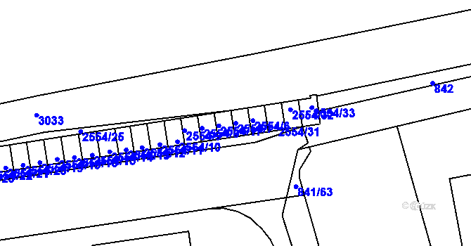 Parcela st. 2554/7 v KÚ Hrabová, Katastrální mapa