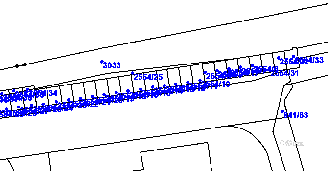 Parcela st. 2554/13 v KÚ Hrabová, Katastrální mapa