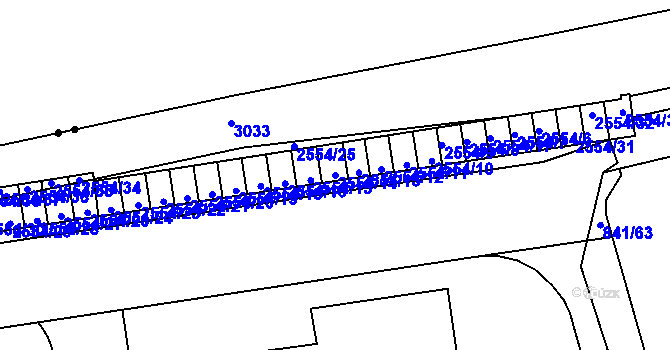 Parcela st. 2554/14 v KÚ Hrabová, Katastrální mapa