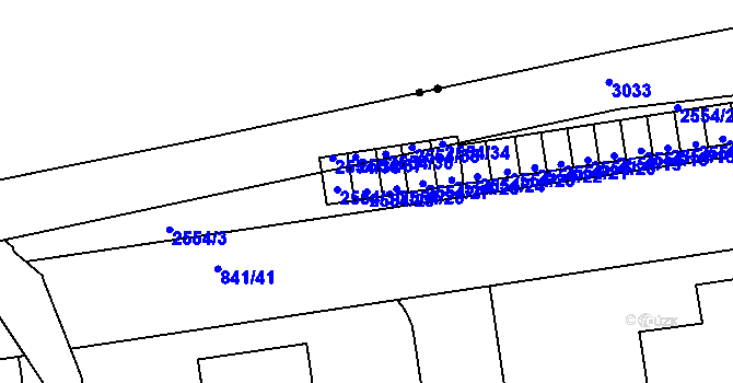 Parcela st. 2554/29 v KÚ Hrabová, Katastrální mapa
