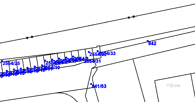 Parcela st. 2554/33 v KÚ Hrabová, Katastrální mapa