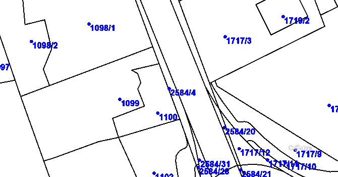Parcela st. 2584/4 v KÚ Hrabová, Katastrální mapa