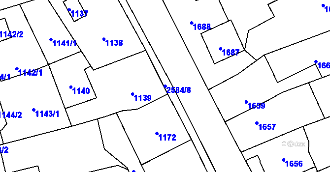 Parcela st. 2584/8 v KÚ Hrabová, Katastrální mapa