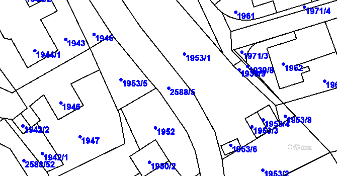 Parcela st. 2588/5 v KÚ Hrabová, Katastrální mapa