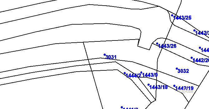 Parcela st. 3031 v KÚ Hrabová, Katastrální mapa