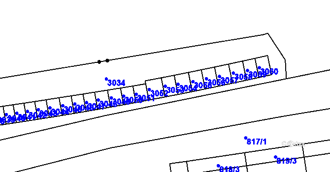 Parcela st. 3053 v KÚ Hrabová, Katastrální mapa