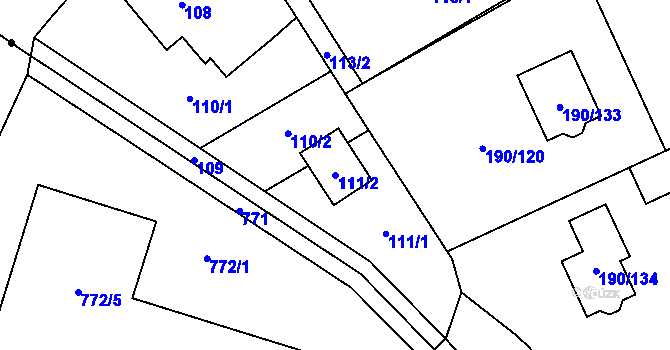 Parcela st. 111/2 v KÚ Hrabová, Katastrální mapa