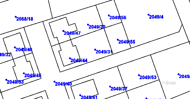 Parcela st. 2049/31 v KÚ Hrabová, Katastrální mapa