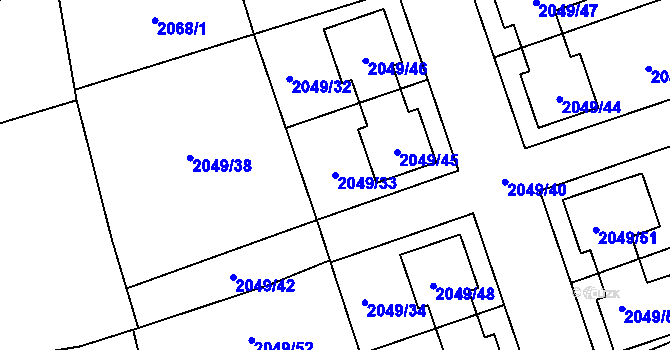 Parcela st. 2049/33 v KÚ Hrabová, Katastrální mapa