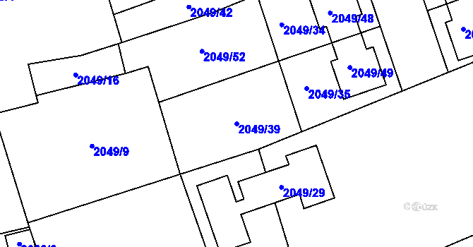 Parcela st. 2049/39 v KÚ Hrabová, Katastrální mapa