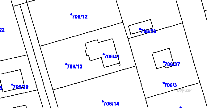Parcela st. 706/41 v KÚ Hrabová, Katastrální mapa