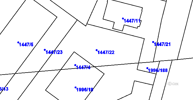 Parcela st. 1447/22 v KÚ Hrabová, Katastrální mapa