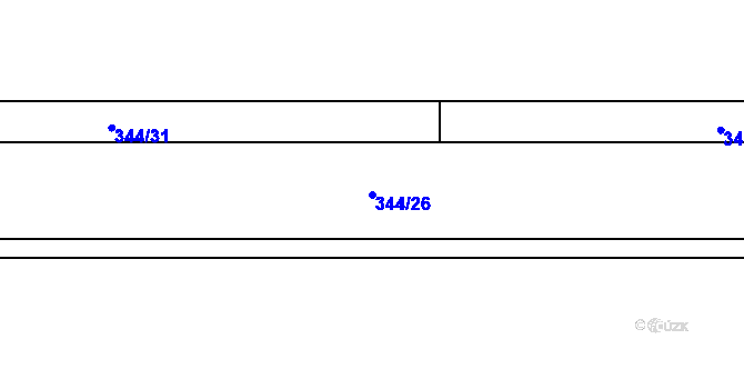 Parcela st. 344/26 v KÚ Hrabová, Katastrální mapa
