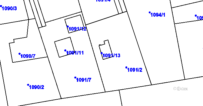 Parcela st. 1091/13 v KÚ Hrabová, Katastrální mapa