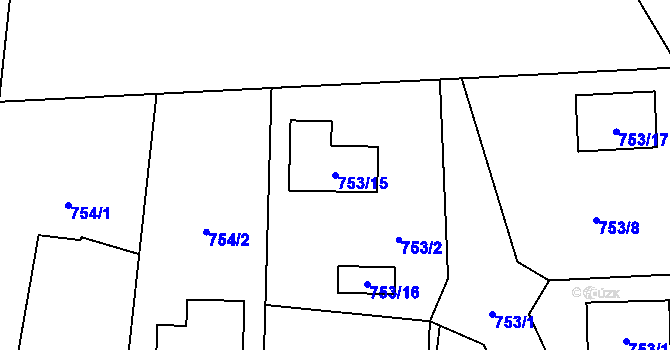 Parcela st. 753/15 v KÚ Hrabová, Katastrální mapa