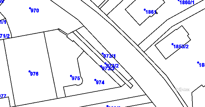 Parcela st. 973/1 v KÚ Hrabová, Katastrální mapa