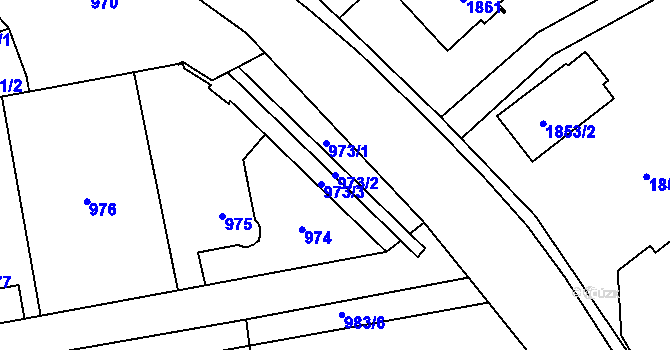 Parcela st. 973/2 v KÚ Hrabová, Katastrální mapa