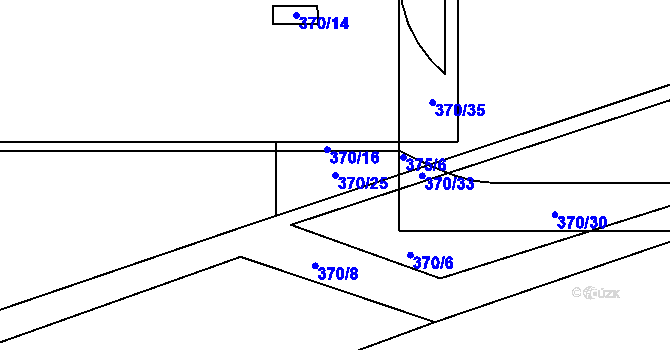 Parcela st. 370/25 v KÚ Hrabová, Katastrální mapa