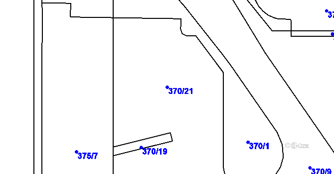 Parcela st. 370/21 v KÚ Hrabová, Katastrální mapa