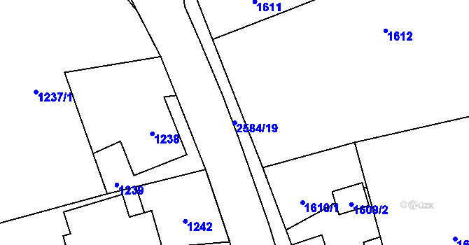 Parcela st. 2584/19 v KÚ Hrabová, Katastrální mapa