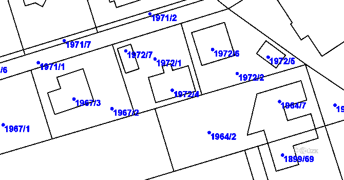 Parcela st. 1972/4 v KÚ Hrabová, Katastrální mapa