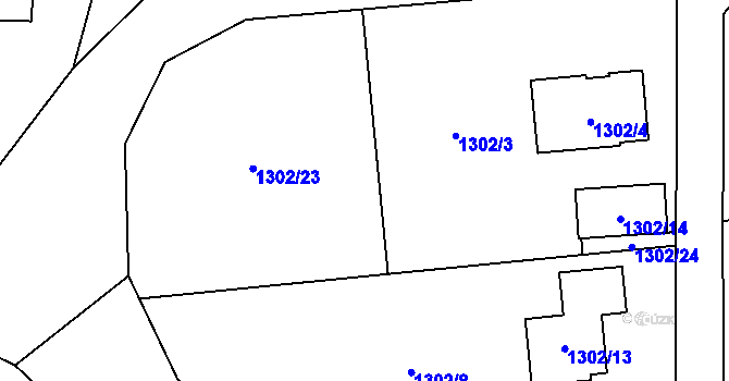 Parcela st. 1302/3 v KÚ Hrabová, Katastrální mapa
