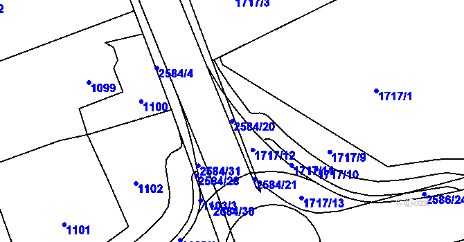 Parcela st. 2584/20 v KÚ Hrabová, Katastrální mapa