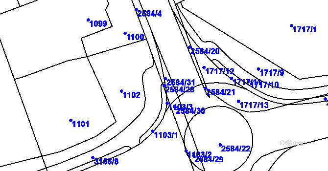 Parcela st. 2584/28 v KÚ Hrabová, Katastrální mapa