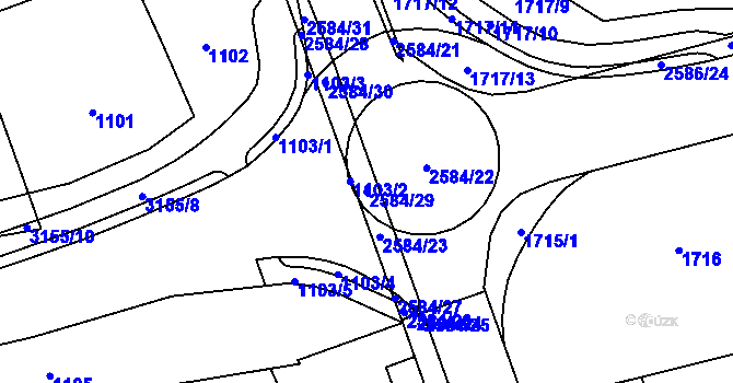 Parcela st. 2584/29 v KÚ Hrabová, Katastrální mapa