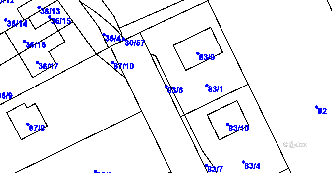 Parcela st. 83/6 v KÚ Hrabová, Katastrální mapa