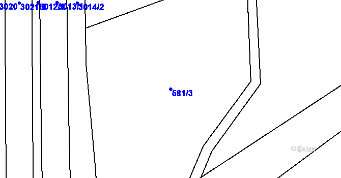 Parcela st. 581/3 v KÚ Hrabová, Katastrální mapa