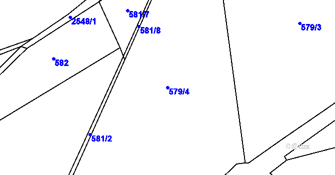 Parcela st. 579/4 v KÚ Hrabová, Katastrální mapa