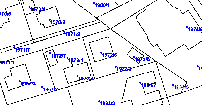 Parcela st. 1972/6 v KÚ Hrabová, Katastrální mapa
