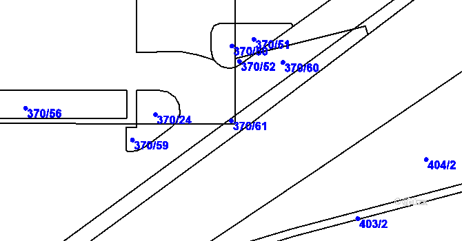 Parcela st. 370/61 v KÚ Hrabová, Katastrální mapa