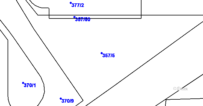 Parcela st. 357/5 v KÚ Hrabová, Katastrální mapa