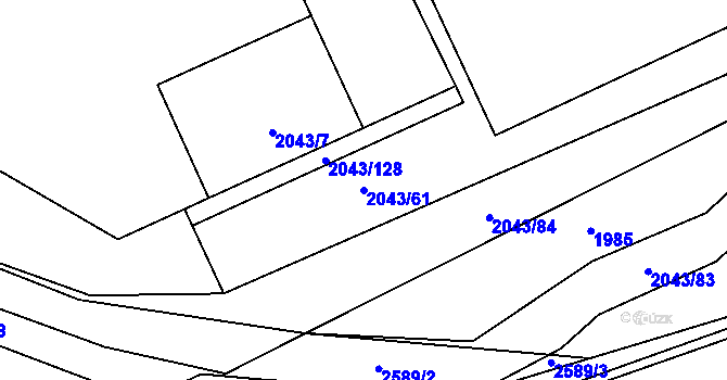 Parcela st. 2043/61 v KÚ Hrabová, Katastrální mapa