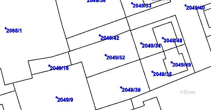 Parcela st. 2049/52 v KÚ Hrabová, Katastrální mapa