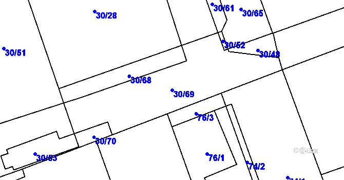 Parcela st. 30/69 v KÚ Hrabová, Katastrální mapa