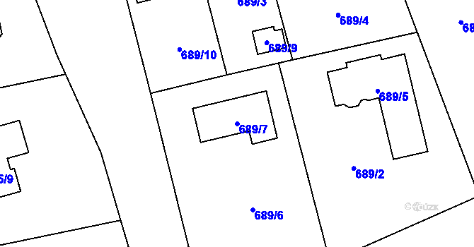 Parcela st. 689/7 v KÚ Hrabová, Katastrální mapa