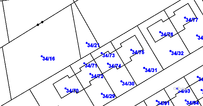 Parcela st. 34/73 v KÚ Hrabová, Katastrální mapa