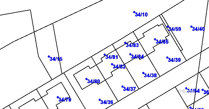 Parcela st. 34/81 v KÚ Hrabová, Katastrální mapa