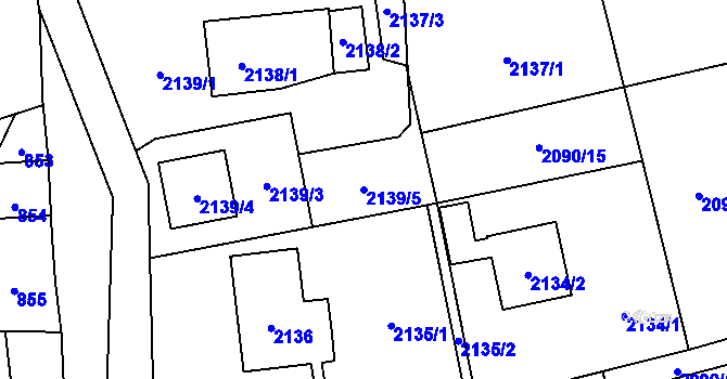 Parcela st. 2139/5 v KÚ Hrabová, Katastrální mapa